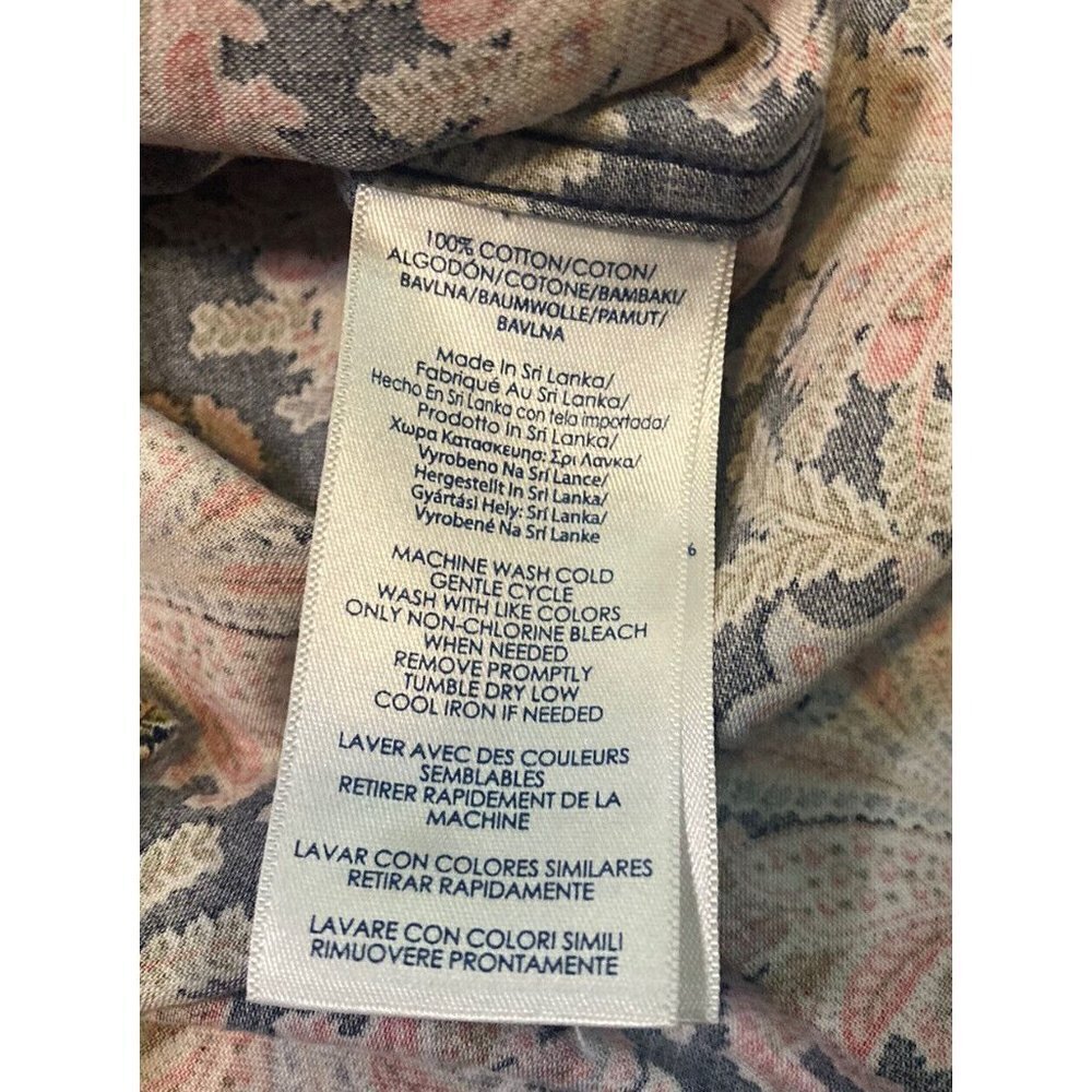 CHAPS Women’s Button Up Blouse Top Floral Paisley Long Sleeve No Iron Blue Sz S - Picture 7 of 9